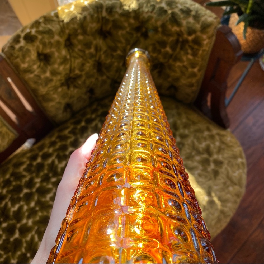 Vintage 1960s Empoli Italy Mid Century Amber Hobnail Genie Decanter - Picture 10 of 10